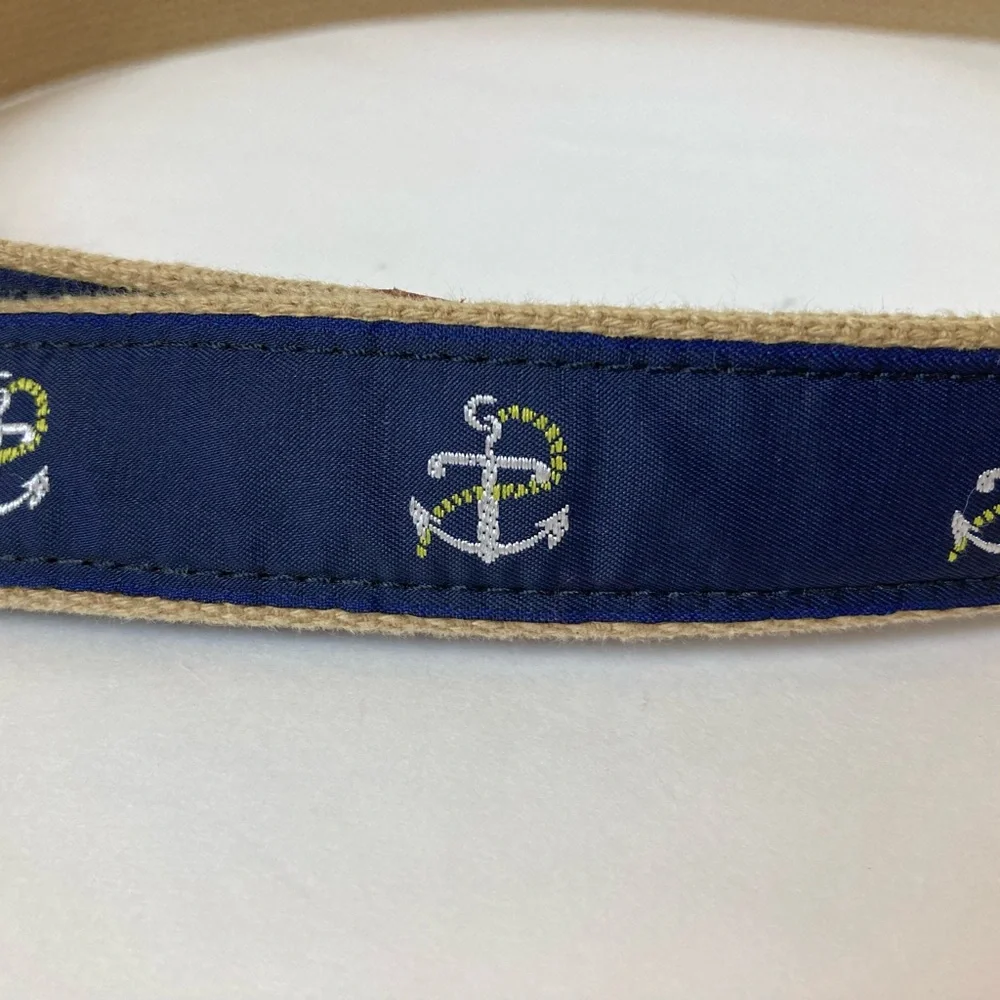 Leather Man LTD Belt Blue Leather/Brass Anchors 42